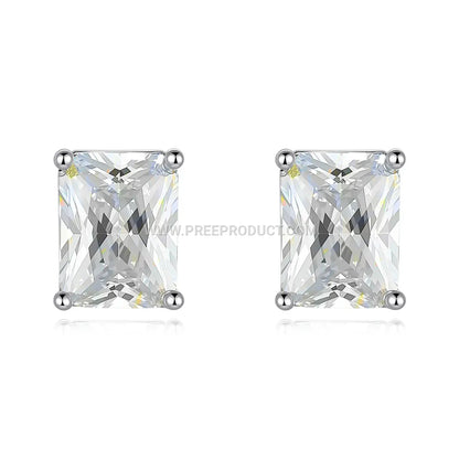Geometric Cut Moissanite Sterling Silver Stud Earrings
