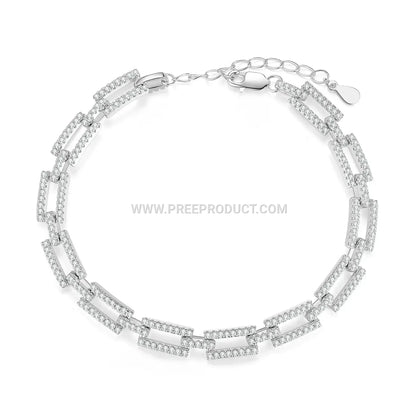 Sterling Silver Tennis Bracelet Set with Brilliant D-Color Moissanite