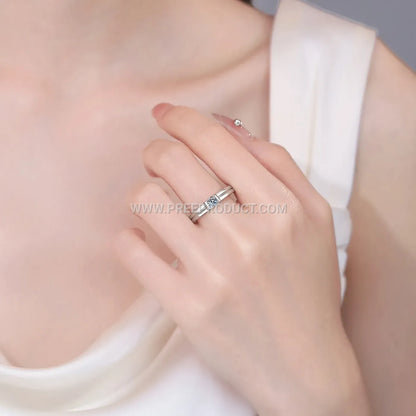 Sterling Silver Square Cut Moissanite Solitaire Ring
