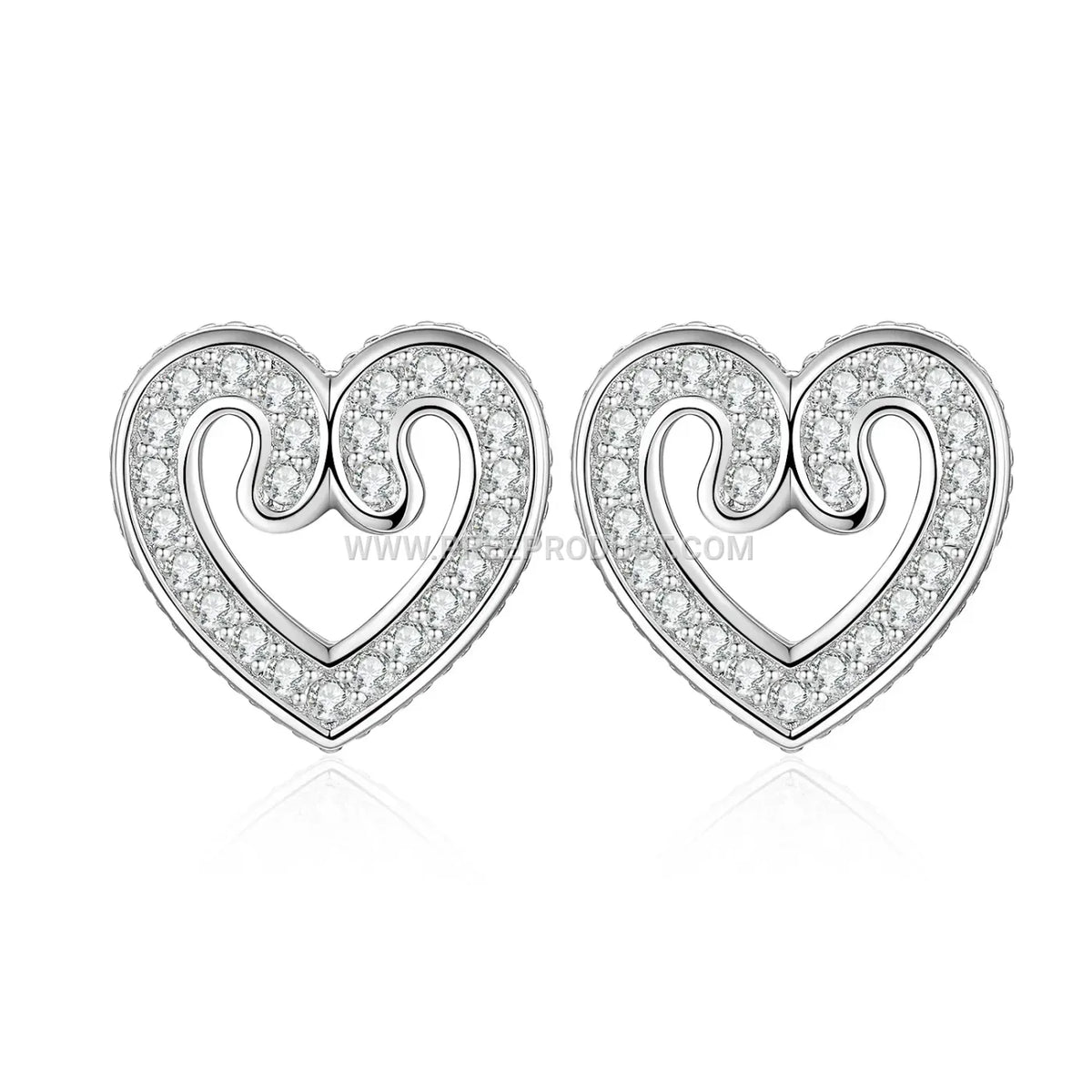 Openwork Heart Moissanite Stud Earrings in Sterling Silver