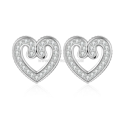 Openwork Heart Moissanite Stud Earrings in Sterling Silver