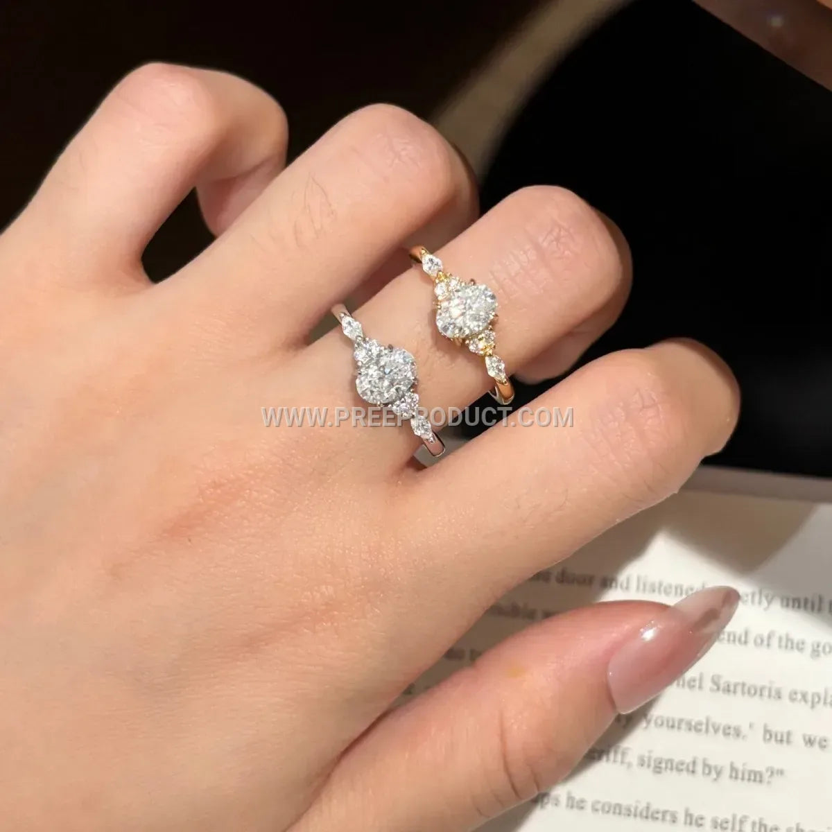 Egg-Shaped Moissanite Solitaire Ring in 925 Sterling Silver
