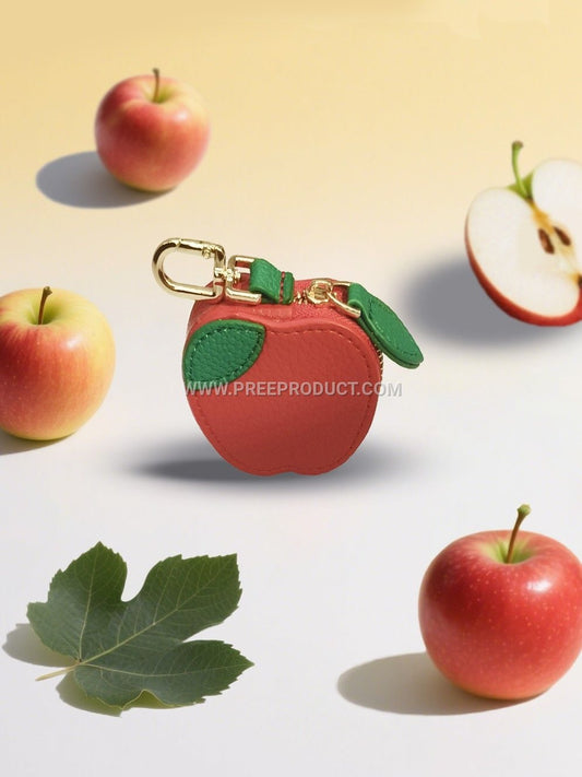 Fruit‑Print Mini PU Wallet Keychain with Fresh‑Style Storage