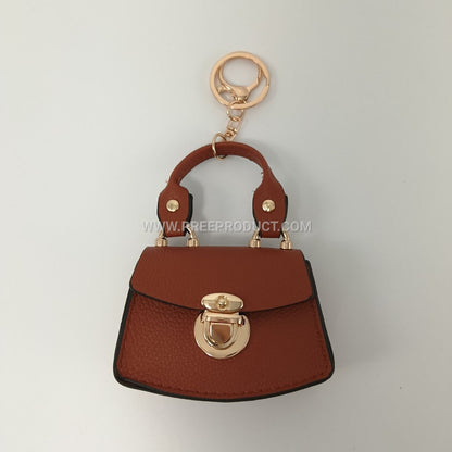 Mini PU Keychain Purse with Fresh-Style Decorative Charm