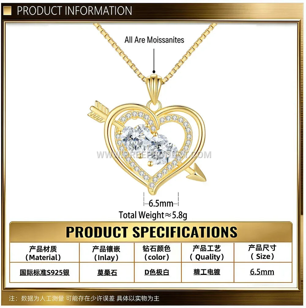 Heart Shaped Sterling Silver Clavicle Pendant Necklace