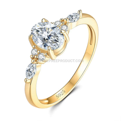 Egg-Shaped Moissanite Solitaire Ring in 925 Sterling Silver