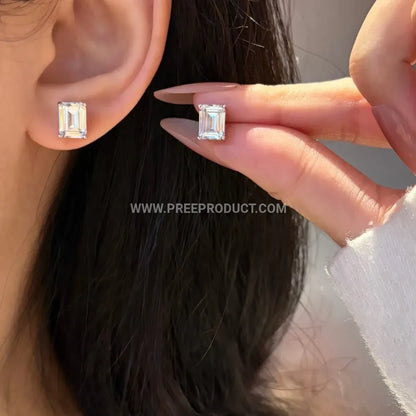 Geometric Cut Moissanite Sterling Silver Stud Earrings