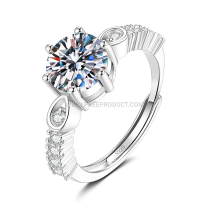 Crossed Design Sterling Silver Statement Ring with Moissanite