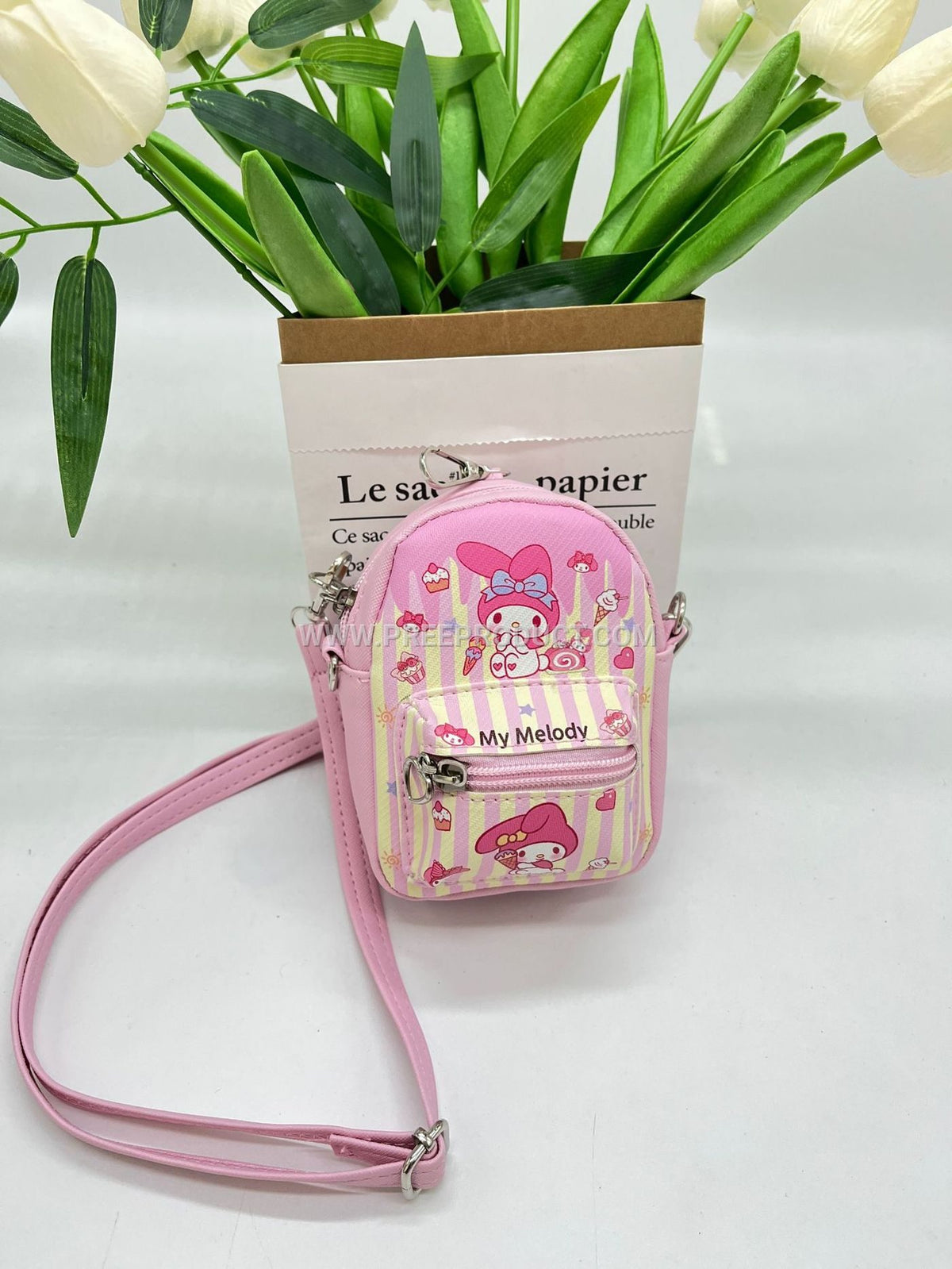 Mini PU Cartoon-Themed Backpack-Style Coin Purse with Earphone Storage