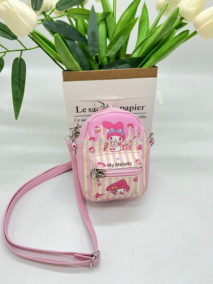 Mini PU Cartoon-Themed Backpack-Style Coin Purse with Earphone Storage