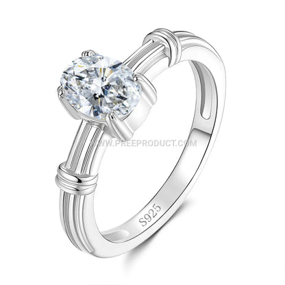 Luxe Egg-Shaped Moissanite Solitaire Ring in 925 Sterling Silver