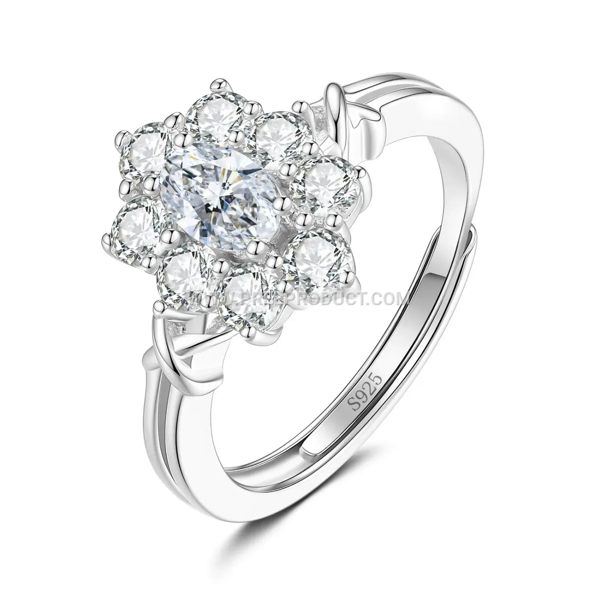 Sterling Silver Sunflower Ring Accented with Sparkling Stones
