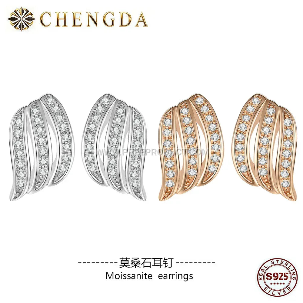 Sterling Silver Crossover Moissanite Stud Earrings
