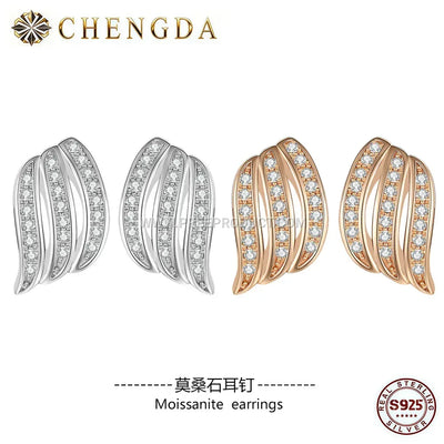 Sterling Silver Crossover Moissanite Stud Earrings