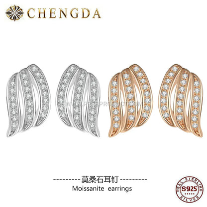 Sterling Silver Crossover Moissanite Stud Earrings