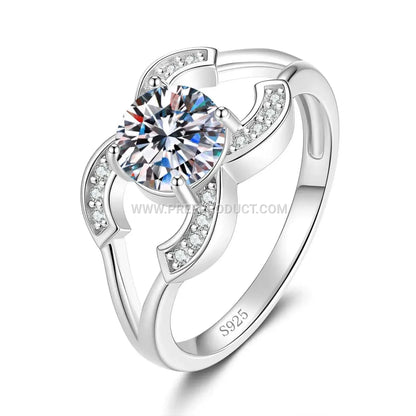 Sterling Silver Four Prong Solitaire Moissanite Ring