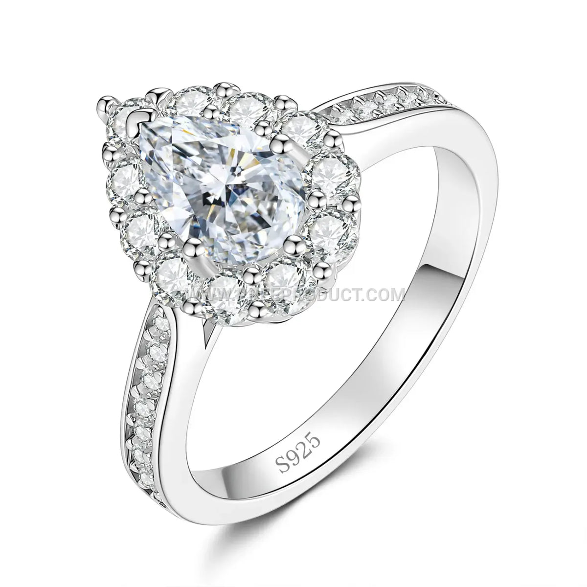 Teardrop Cut Moissanite Sterling Silver Ring