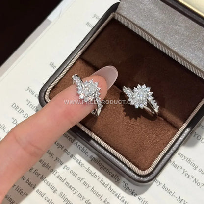Oval Moissanite Solitaire Ring in Sterling Silver