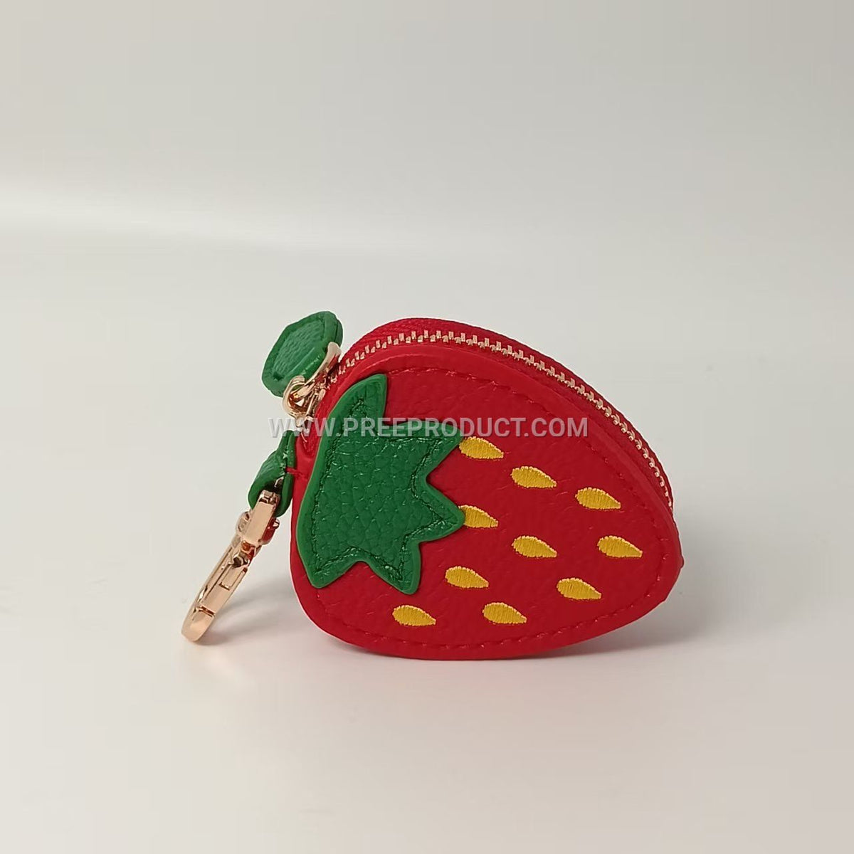 Fruit‑Print Mini PU Wallet Keychain with Fresh‑Style Storage