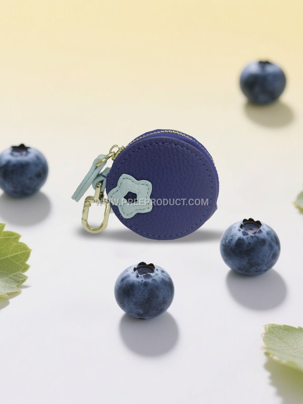 Fruit‑Print Mini PU Wallet Keychain with Fresh‑Style Storage