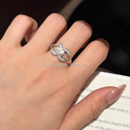 Sterling Silver Four Prong Solitaire Moissanite Ring
