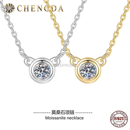 Sterling Silver Solitaire Moissanite Pendant Necklace