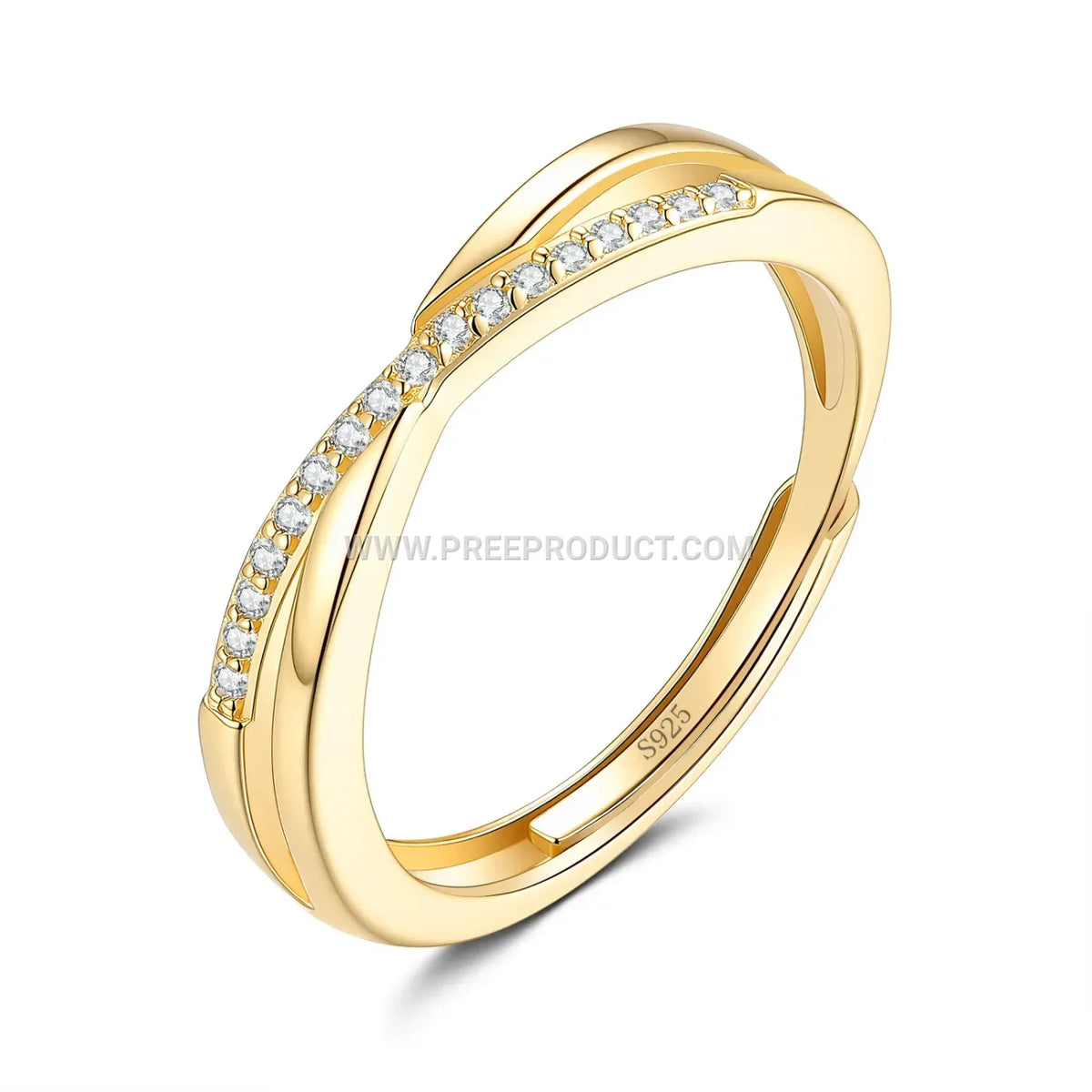 Sterling Silver Pave Geometric Moissanite Band Ring