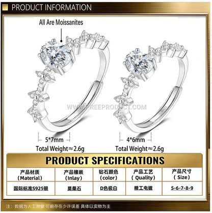 Oval Cut Moissanite Solitaire Sterling Silver Ring