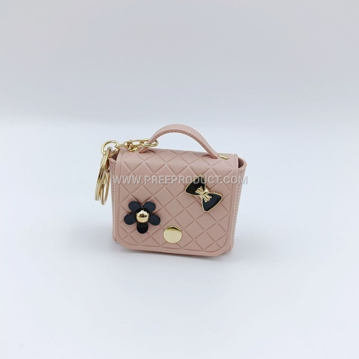 Elegant PU Mini Chanel-Style Coin Purse with Keychain