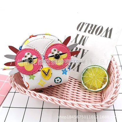 Korean-Style PU Mini Backpack Coin Purse with Zipper and Keychain