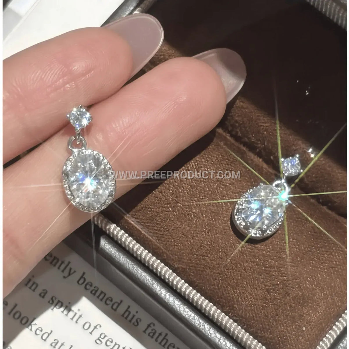 Oval Cut Moissanite Solitaire Stud Earrings in Fine Sterling Silver