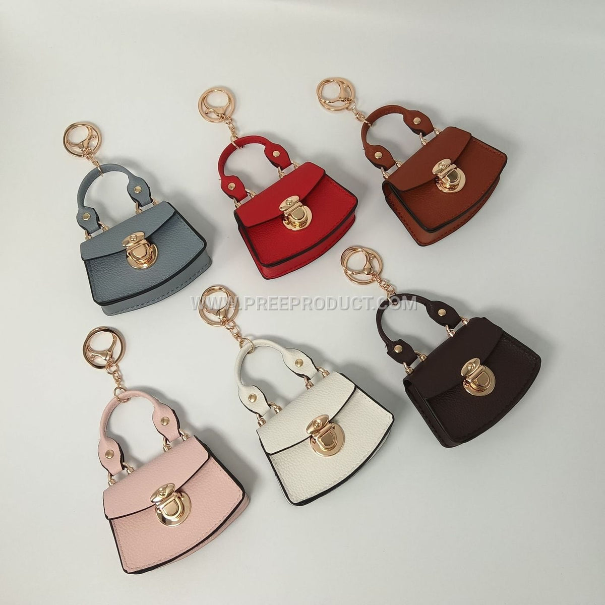 Mini PU Keychain Purse with Fresh-Style Decorative Charm