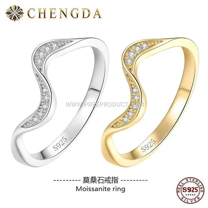 Wavy Moissanite Pave Sterling Silver Band