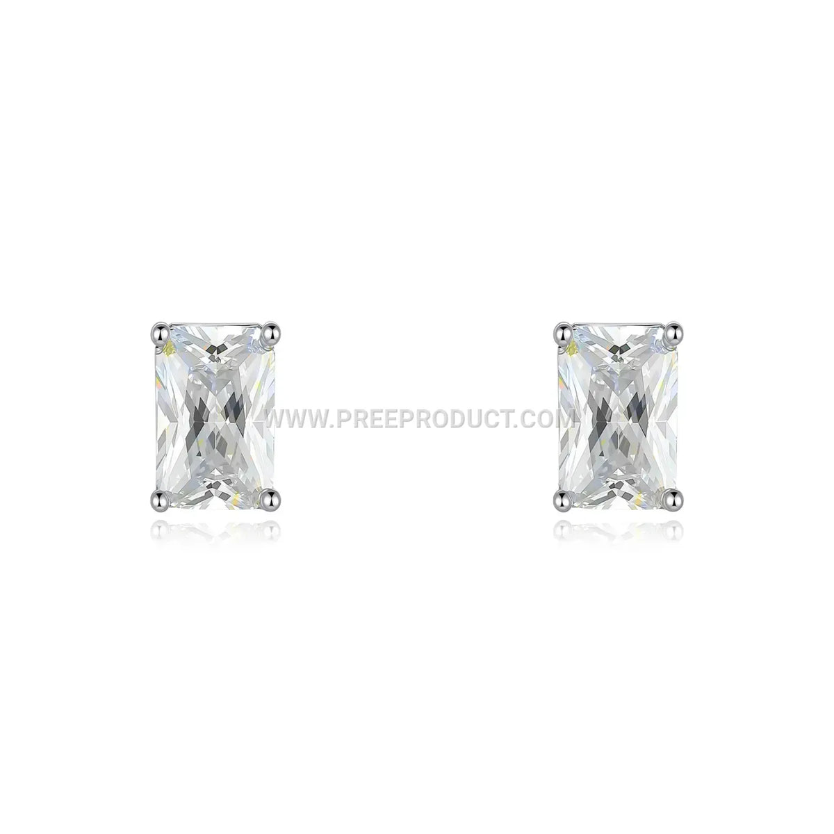 Geometric Cut Moissanite Sterling Silver Stud Earrings