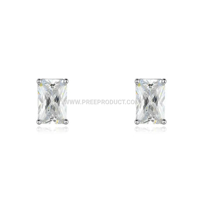 Geometric Cut Moissanite Sterling Silver Stud Earrings