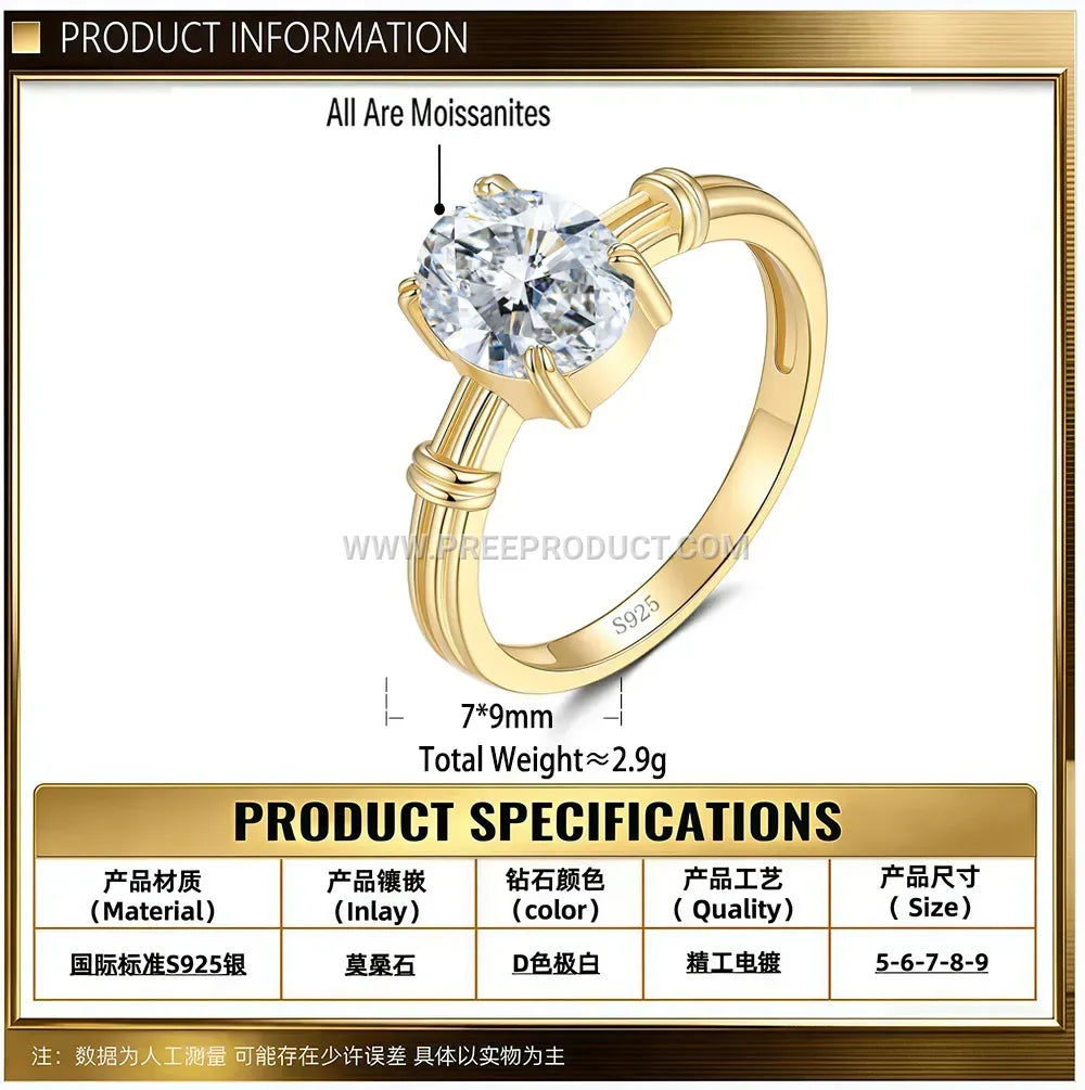 Oval Moissanite Crown Accent Statement Ring in 925 Silver