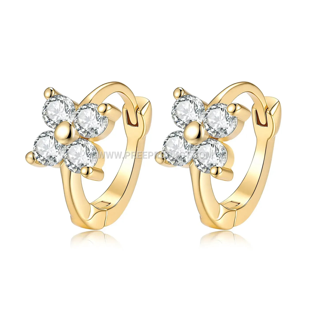 Sterling Silver Four Leaf Clover Moissanite Hoop Earrings