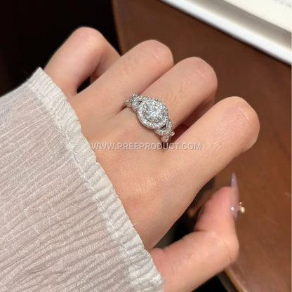 Elegant Moissanite Solitaire Engagement Ring 18K Gold Plated Silver