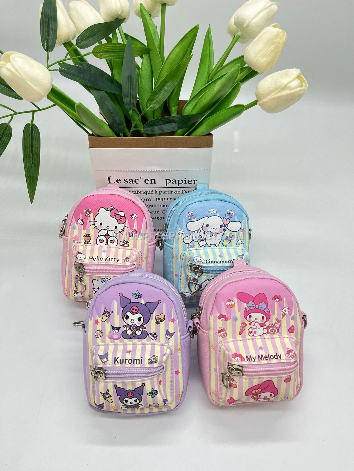 Mini PU Cartoon-Themed Backpack-Style Coin Purse with Earphone Storage