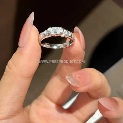 Marquise Cut Moissanite Eye Emblem Ring in Fine Sterling Silver
