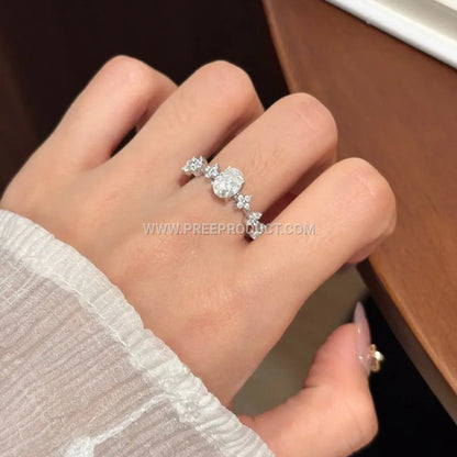 Oval Cut Moissanite Solitaire Sterling Silver Ring