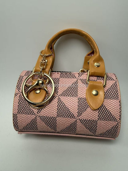 Mini PU Handheld Keychain Bag with Trendy Miniature Tote Design