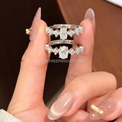 Oval Cut Moissanite Solitaire Sterling Silver Ring