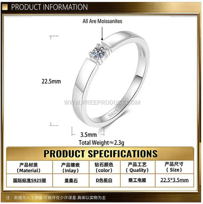 Mobius Loop Moissanite Sterling Silver Couple Ring