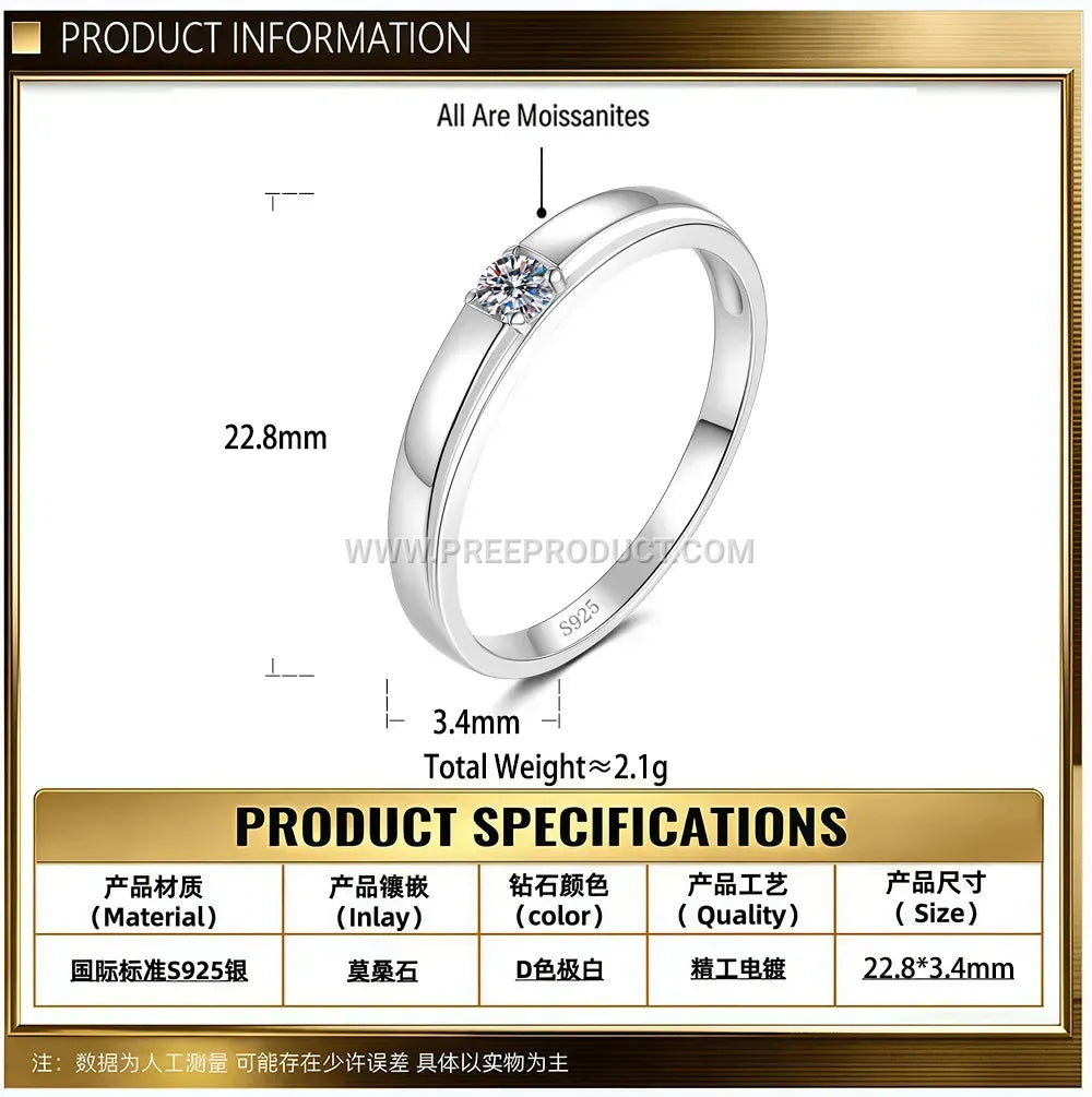 Mobius Silver Band Ring Accentuated with Sparkling Moissanite