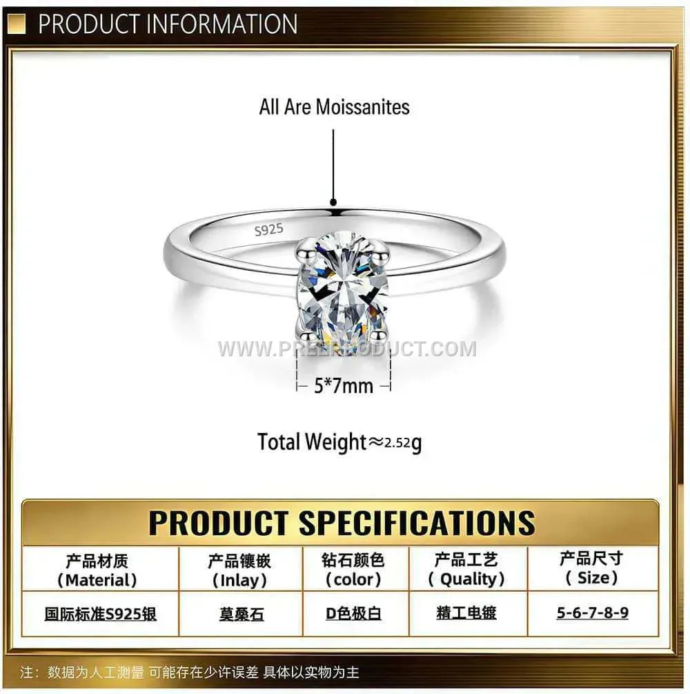 Elegant Oval Gemstone Solitaire Ring Setting in 925 Silver