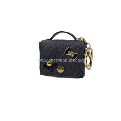 Elegant PU Mini Chanel-Style Coin Purse with Keychain