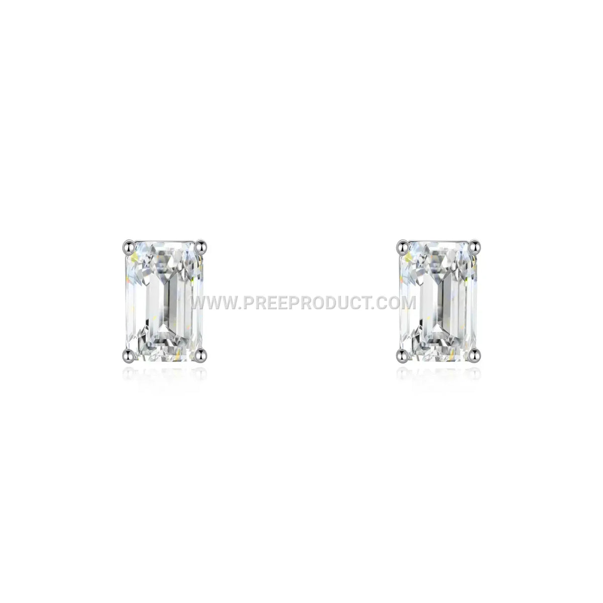 Geometric Cut Moissanite Sterling Silver Stud Earrings