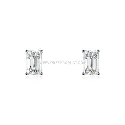 Geometric Cut Moissanite Sterling Silver Stud Earrings