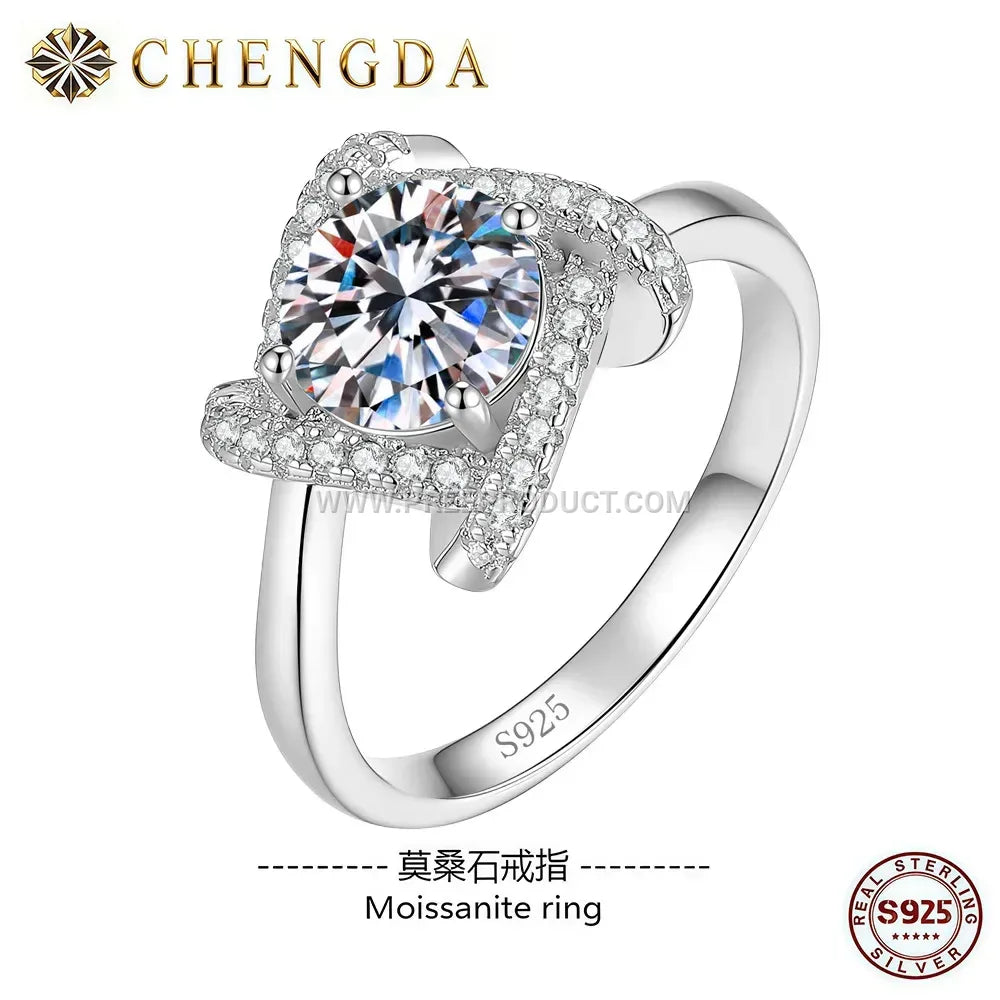 Minimalist Sterling Silver Moissanite Solitaire Ring